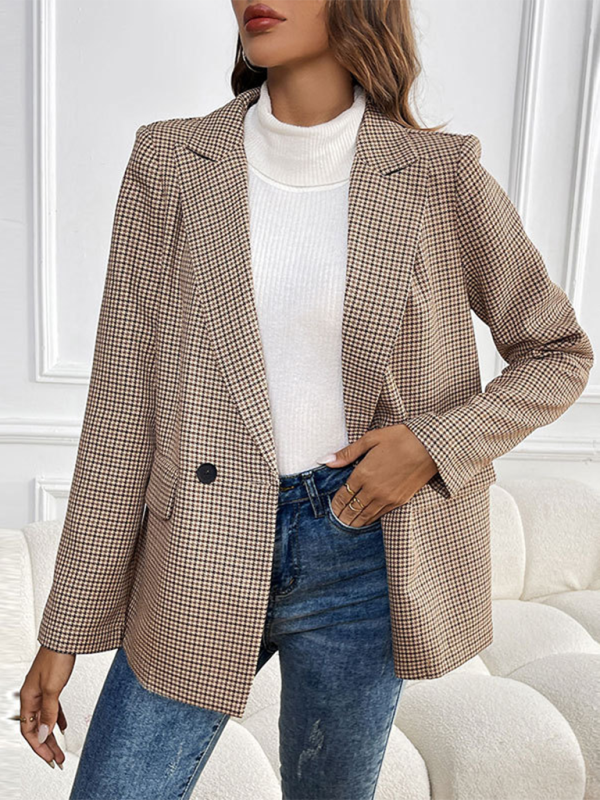 Neuer lässiger Blazer mit Knopfleiste, langem Ärmel und Taschen 