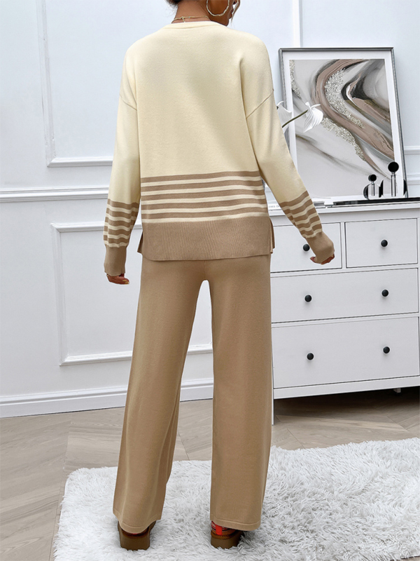Ensemble pantalon et pull décontracté et ample de couleurs contrastées 