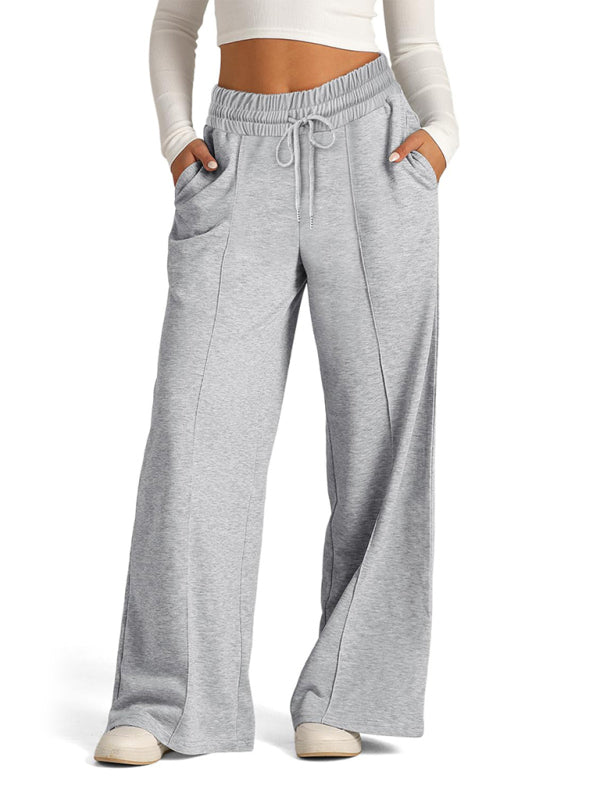 Women's Tie-Dye Solid Color Waisted Fashion Wide Leg Casual Pants – detail view