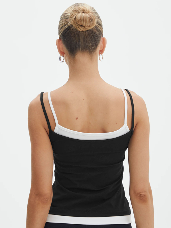 Farbmix-Fake-Zweiteiler-Spice-Girls-Camisole-Tanktop-Strickpullover 
