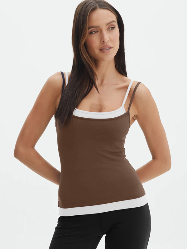 Farbmix-Fake-Zweiteiler-Spice-Girls-Camisole-Tanktop-Strickpullover 