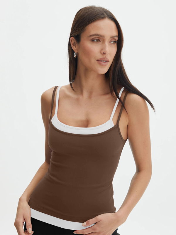 Farbmix-Fake-Zweiteiler-Spice-Girls-Camisole-Tanktop-Strickpullover 