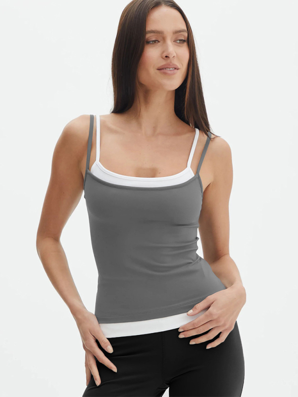 Farbmix-Fake-Zweiteiler-Spice-Girls-Camisole-Tanktop-Strickpullover 