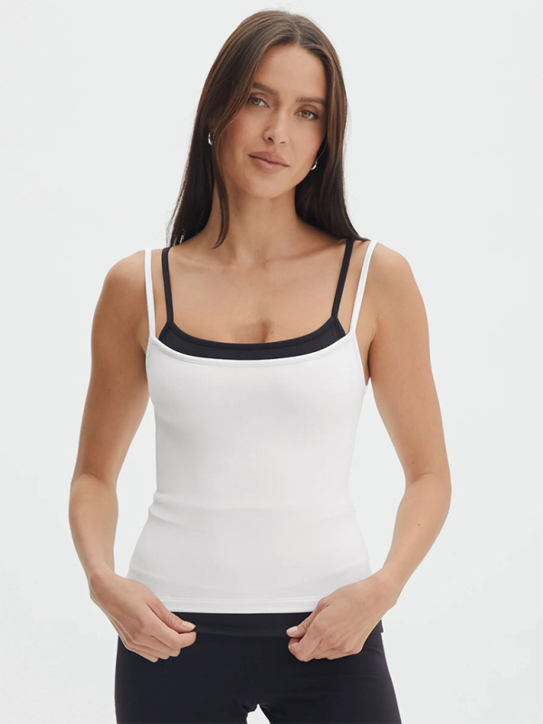 Farbmix-Fake-Zweiteiler-Spice-Girls-Camisole-Tanktop-Strickpullover 