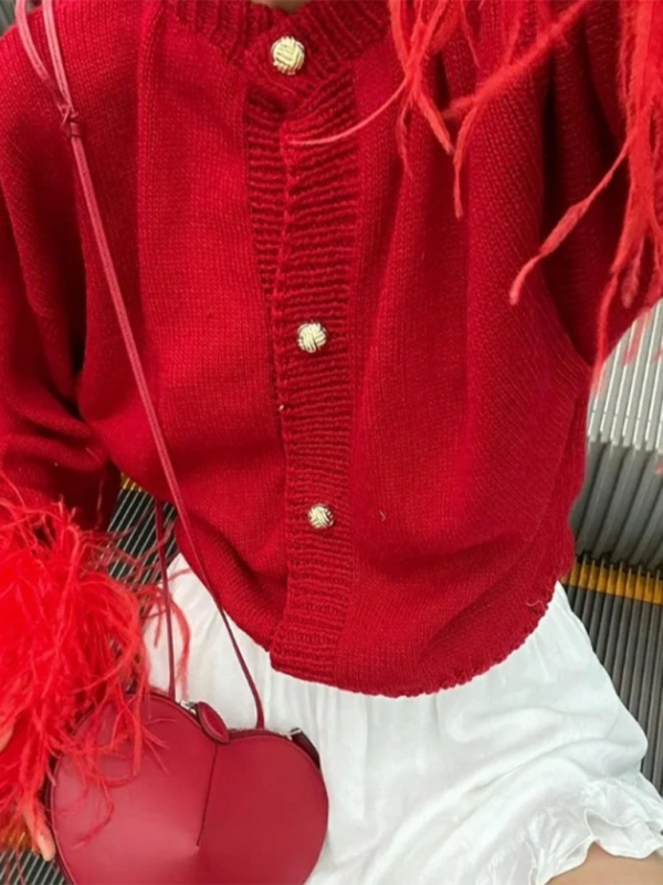 Gilet cardigan à poignets en patchwork de fourrure 
