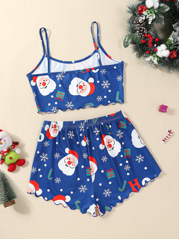 Zweiteiliges Loungewear-Set mit Weihnachtsalphabet und Weihnachtsmann-Print 
