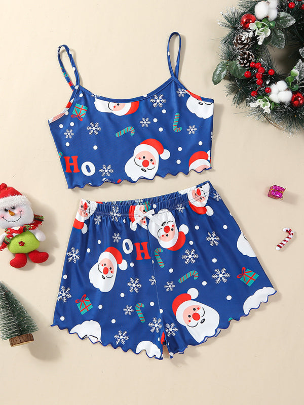 Zweiteiliges Loungewear-Set mit Weihnachtsalphabet und Weihnachtsmann-Print 