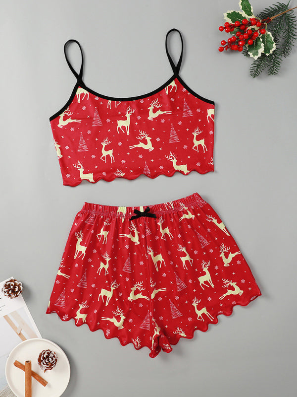 Zweiteiliges Loungewear-Set mit Weihnachtsalphabet und Weihnachtsmann-Print 