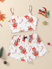 Zweiteiliges Loungewear-Set mit niedlichem Schneeflockenmuster für Weihnachten 