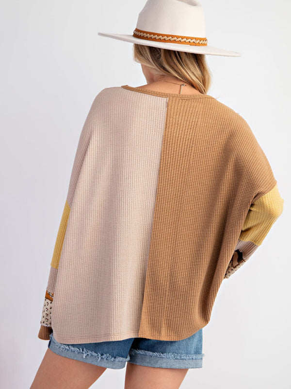 Sweat-shirt ample décontracté à imprimé contrasté pour femme 