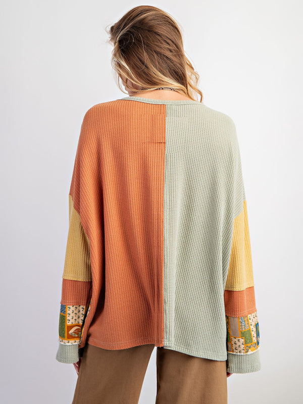 Sweat-shirt ample décontracté à imprimé contrasté pour femme 