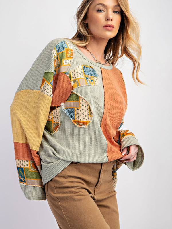 Sweat-shirt ample décontracté à imprimé contrasté pour femme 