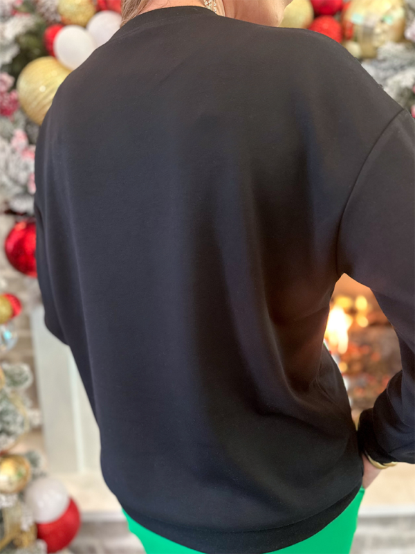 Sweat-shirt à paillettes pour femme, motif sapin de Noël, coupe ample et décontractée 