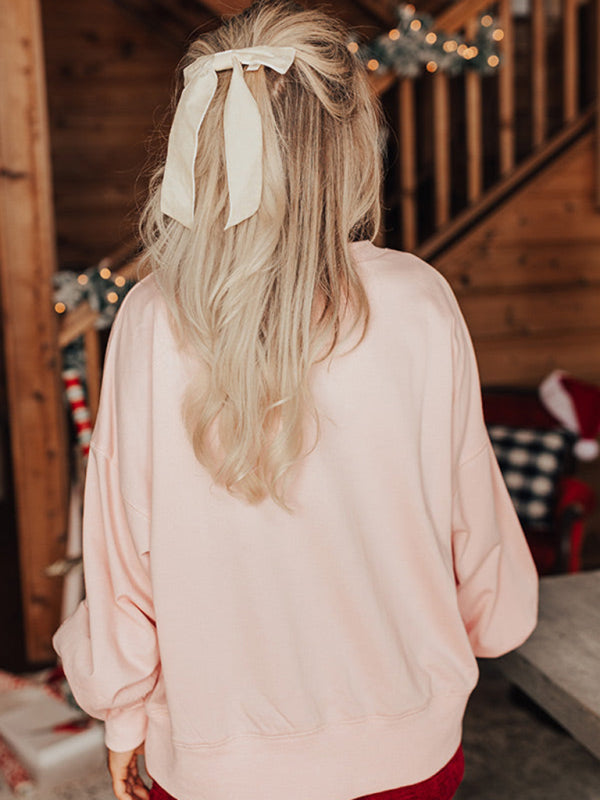 Sweat-shirt à paillettes Père Noël pour femme, style décontracté et ample 