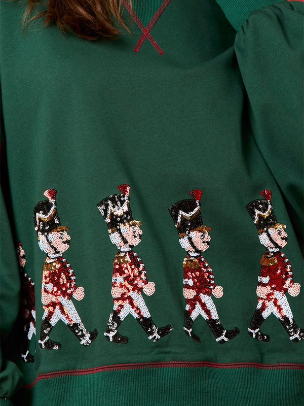 Women's Christmas Soldier Sequin Sweatshirt Women's Long Sleeve Casual Pullover Top