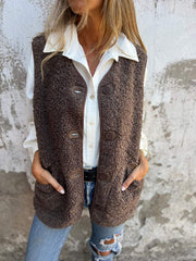 Neue Sherpa-Fleece-Knopfweste, Jacke, Mantel 