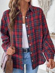 Damen Retro Casual Karo-Strickjacke 