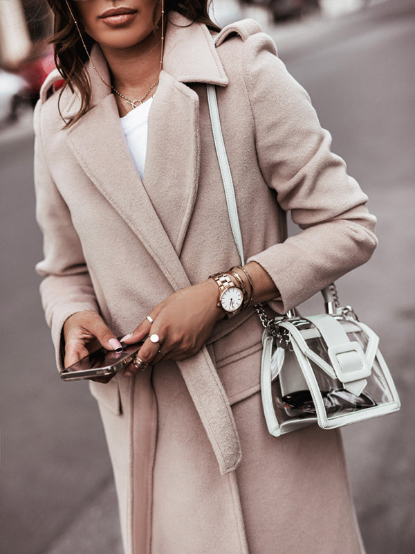 Veste simple à manches longues et col en V, idéale pour l'automne et l'hiver (femme). 
