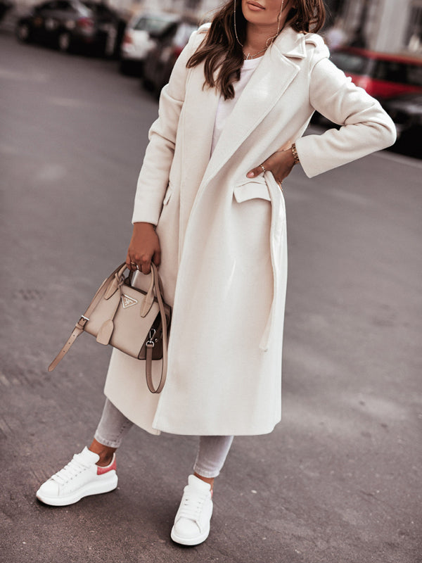 Veste simple à manches longues et col en V, idéale pour l'automne et l'hiver (femme). 