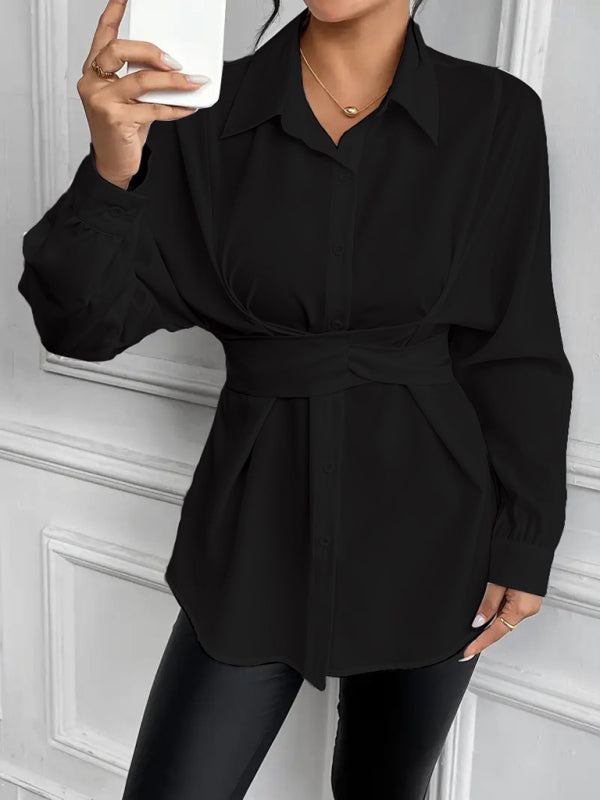 chemise amincissante à nœud papillon et revers, vêtements pour femmes 