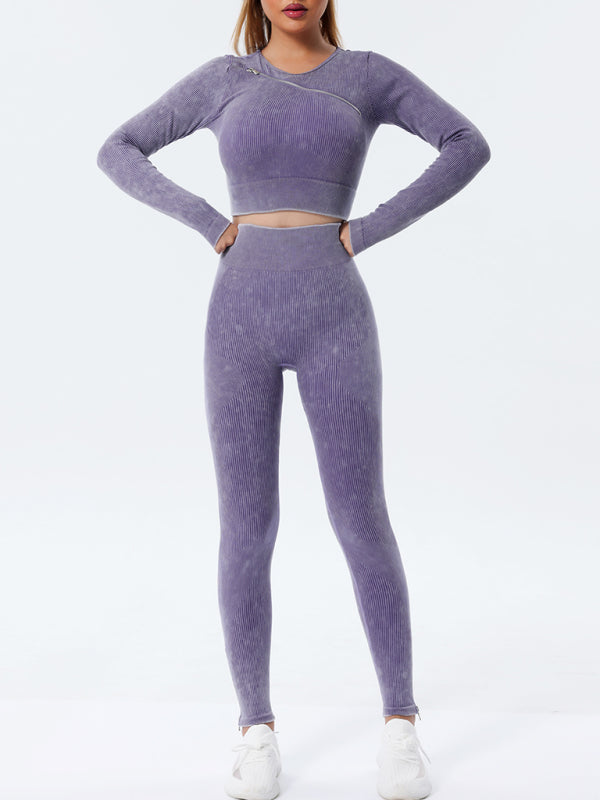 Leggings mit Reißverschluss am Beinabschluss, hochgeschnittene Yogahose 