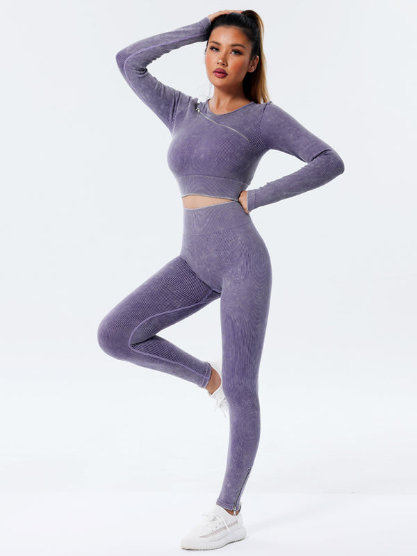 Leggings mit Reißverschluss am Beinabschluss, hochgeschnittene Yogahose 