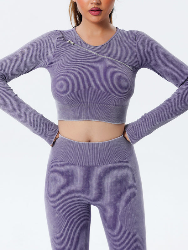 Schnelltrocknendes, nahtloses Langarm-Yoga-Top 