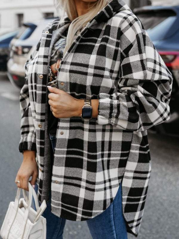 nouvelle veste à carreaux décontractée à capuche pour femme 