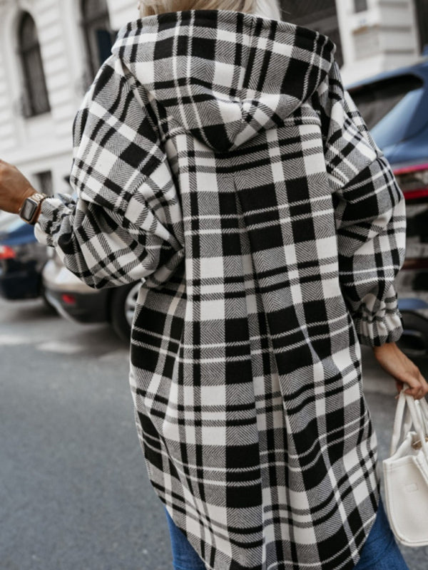 nouvelle veste à carreaux décontractée à capuche pour femme 