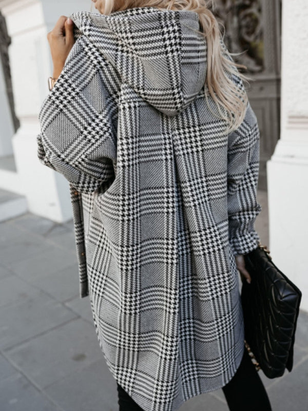 nouvelle veste à carreaux décontractée à capuche pour femme 