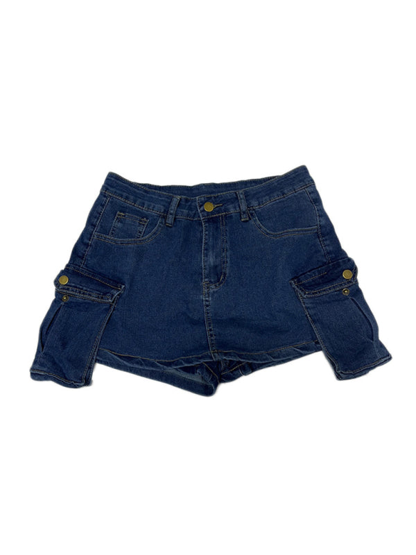Damen neue Retro-Shorts aus gewaschenem Stretch-Denim und Baumwolle, kurze Hüfthose 