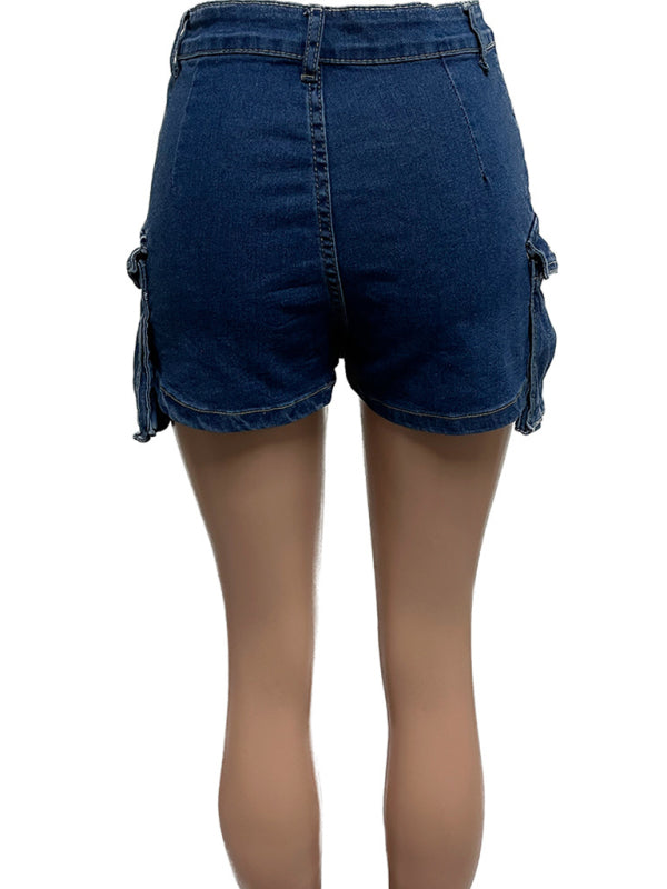 Damen neue Retro-Shorts aus gewaschenem Stretch-Denim und Baumwolle, kurze Hüfthose 