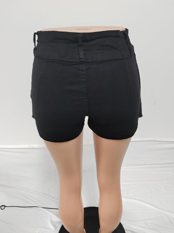 Damen neue Retro-Shorts aus gewaschenem Stretch-Denim und Baumwolle, kurze Hüfthose 