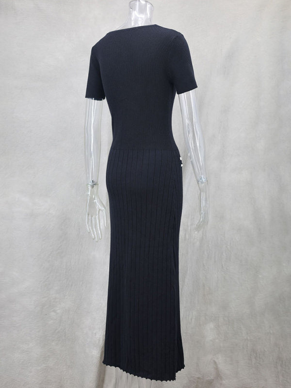 Neues Kurzarmkleid für Damen mit V-Ausschnitt 