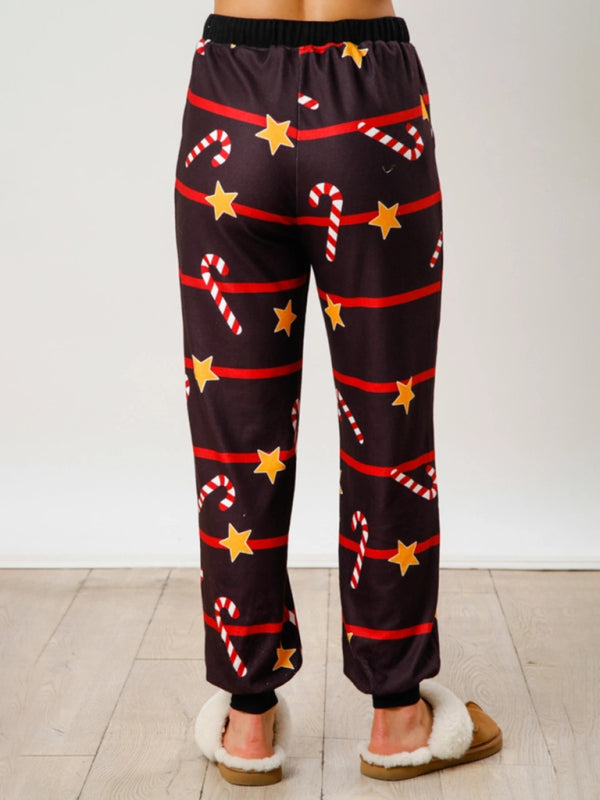 Ensemble deux pièces à manches longues et boutons, imprimé Noël, style décontracté chic. 