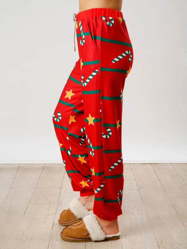 Ensemble deux pièces à manches longues et boutons, imprimé Noël, style décontracté chic. 