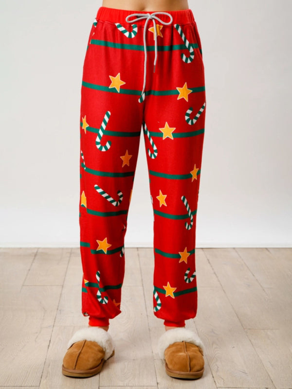 Ensemble deux pièces à manches longues et boutons, imprimé Noël, style décontracté chic. 