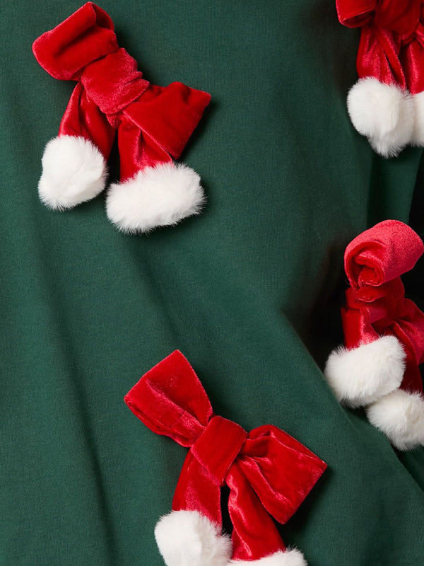 Pull décontracté à manches longues orné d'un nœud de Noël 