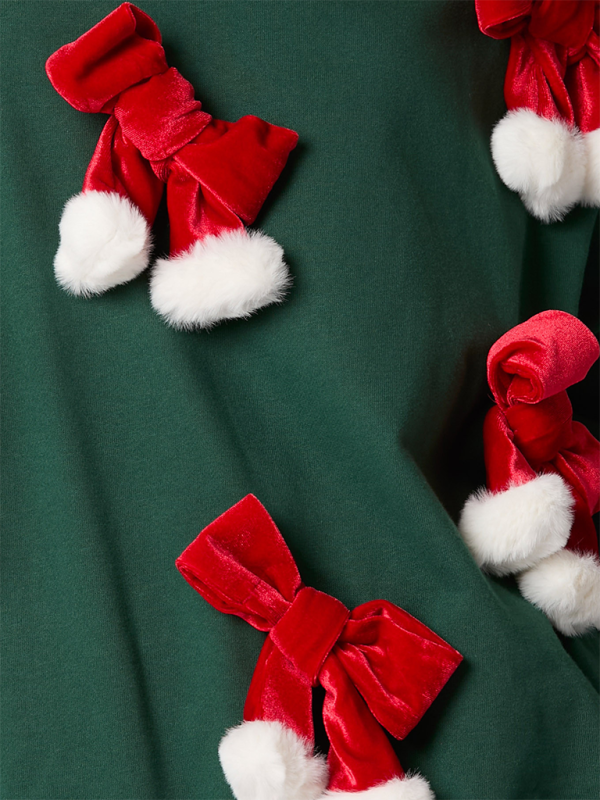 Haut à nœud de Noël décoré d'un nœud papillon, pull décontracté à manches longues 