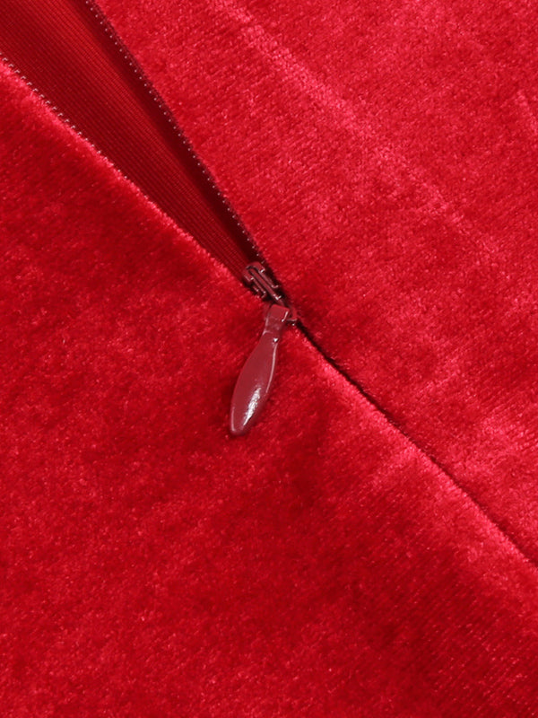 Sexy Trägerkleid mit roter Schleife, elegantes bodenlanges Kleid 
