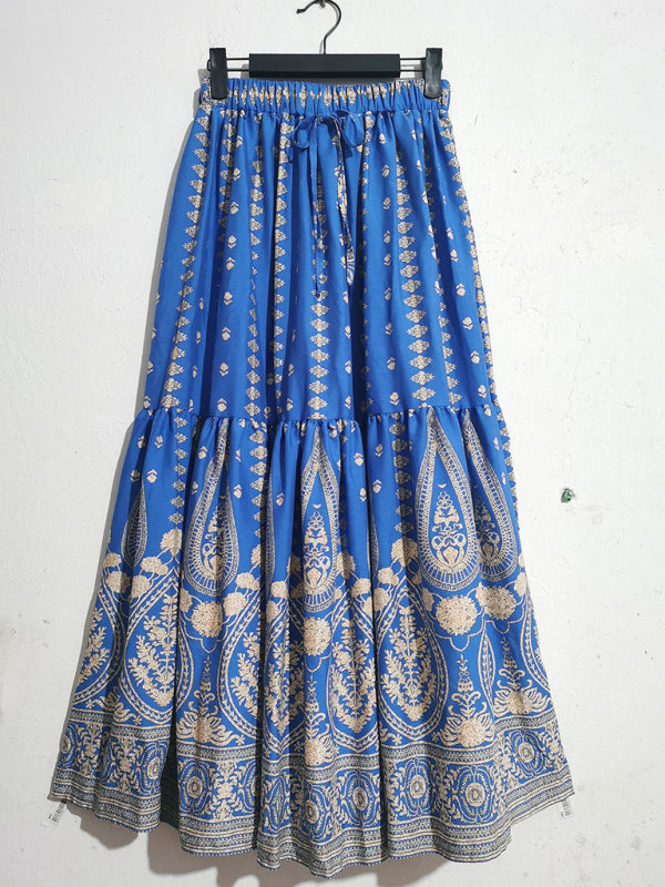 Women's Boho Maxi Skirt High-Waist Print – Multicolor – detail view