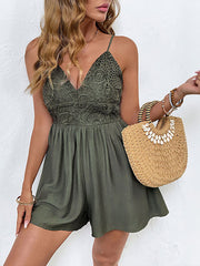 Suspender lace patchwork jumpsuit – front view