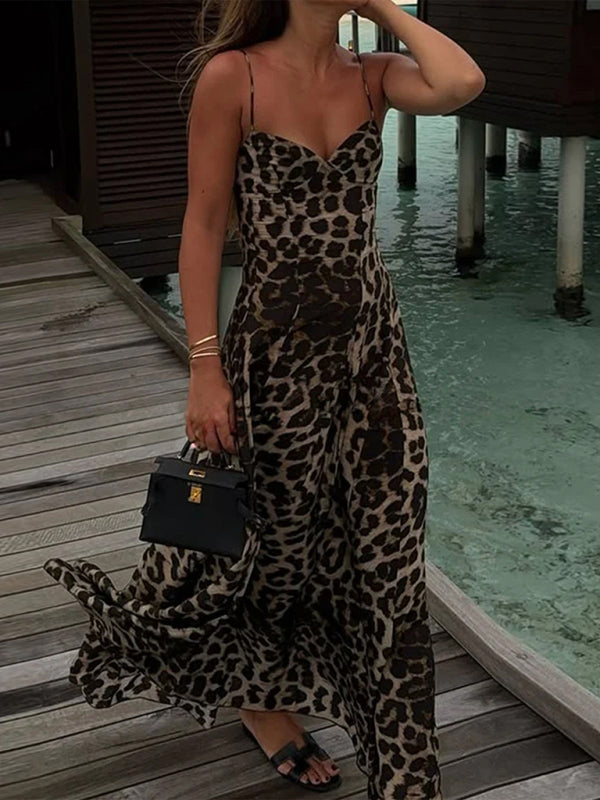 y2k hot girl sling leopard print maxi dress – side view