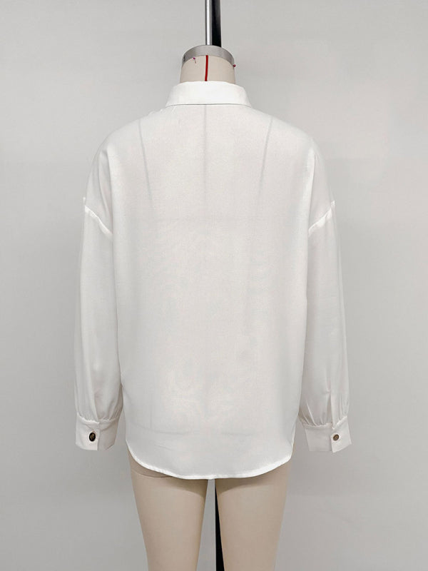 Sequined long-sleeved women's fashionable shirt – back view