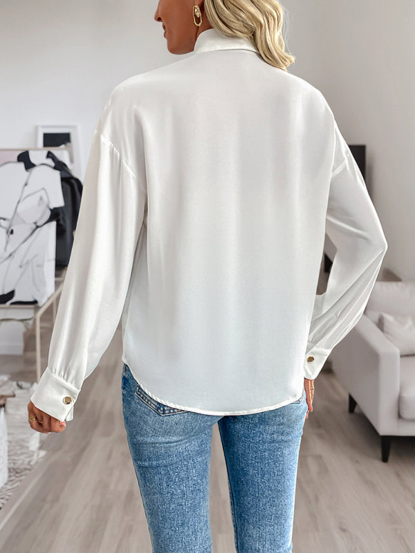 Sequined long-sleeved women's fashionable shirt – detail view