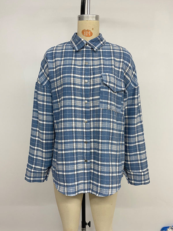 Classic plaid thin shirt jacket women's loose casual versatile cardigan shirt