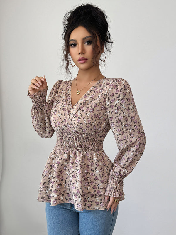 Floral long-sleeved T-shirt with floral waist – detail view