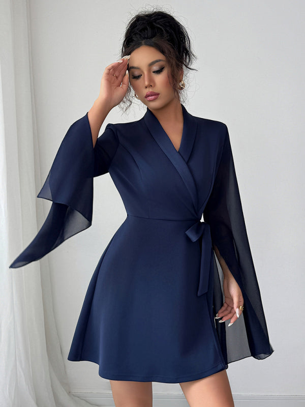 Elegantes, langärmeliges Kleid mit Bindeband 