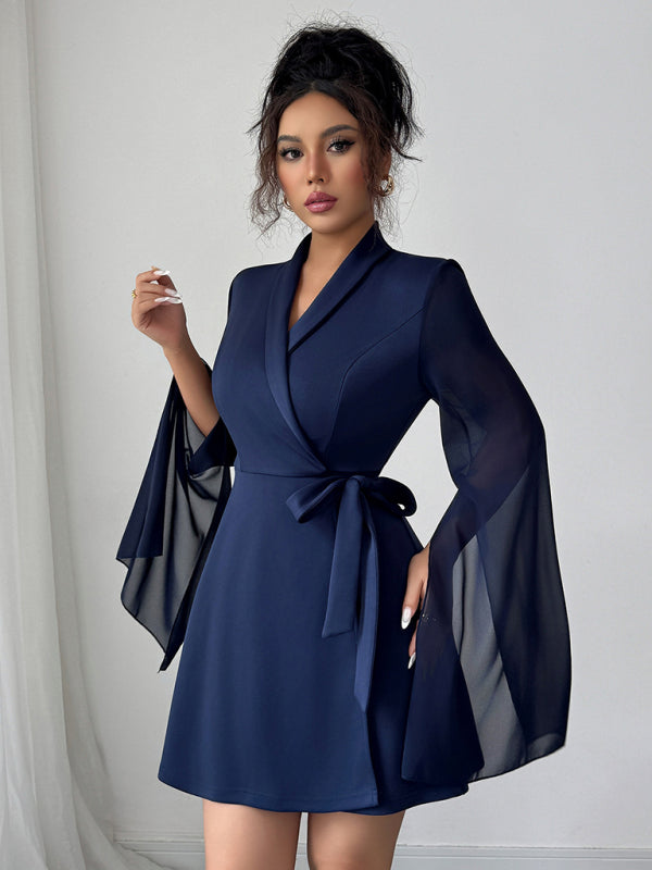 Elegantes, langärmeliges Kleid mit Bindeband 