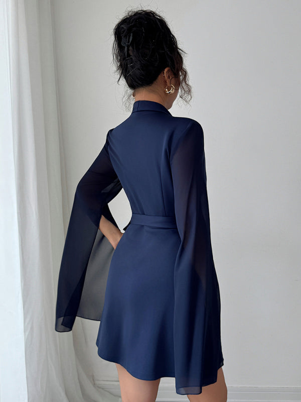 Elegantes, langärmeliges Kleid mit Bindeband 